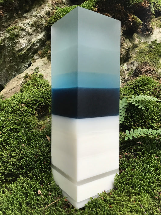 SHADES OF BLUE & WHITE OMBRE RESIN TOTEM #1